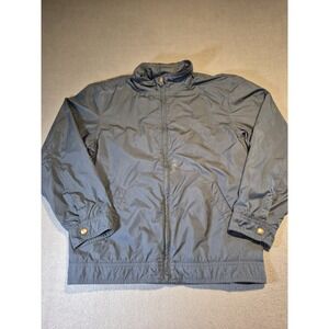 Vintage 90s Polo Ralph Lauren Jacket Mens L Blue Hooded Full Zip Collared‎ Hood